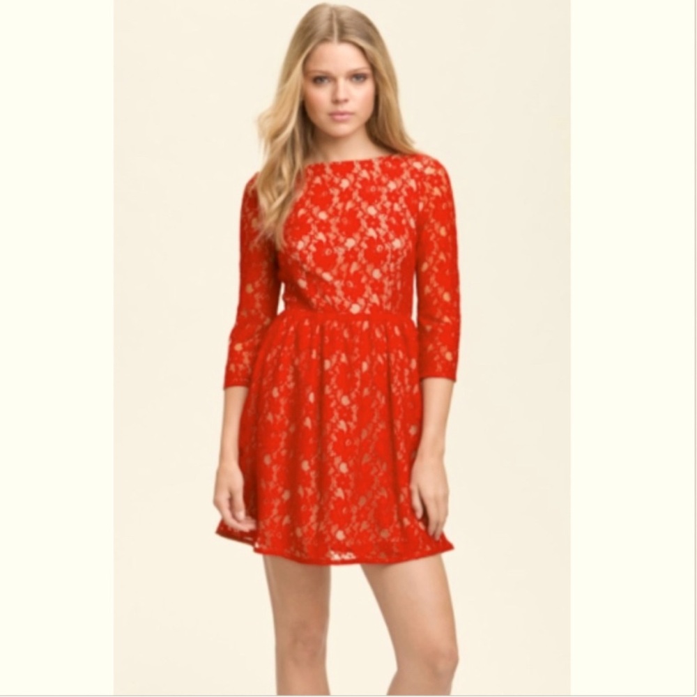 French Connection Red lace dress, still has tags & never worn